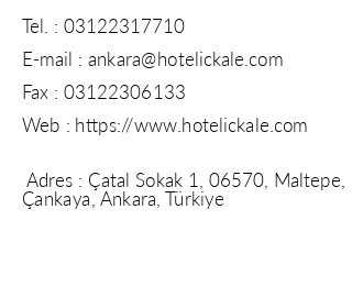 Hotel Ikale Ankara iletiim bilgileri
